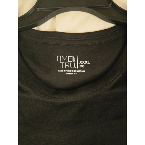 NWT Time and Tru Women’s Slub Jersey Crewneck Tee Size XXXL (22) - Black - Picture 3 of 5